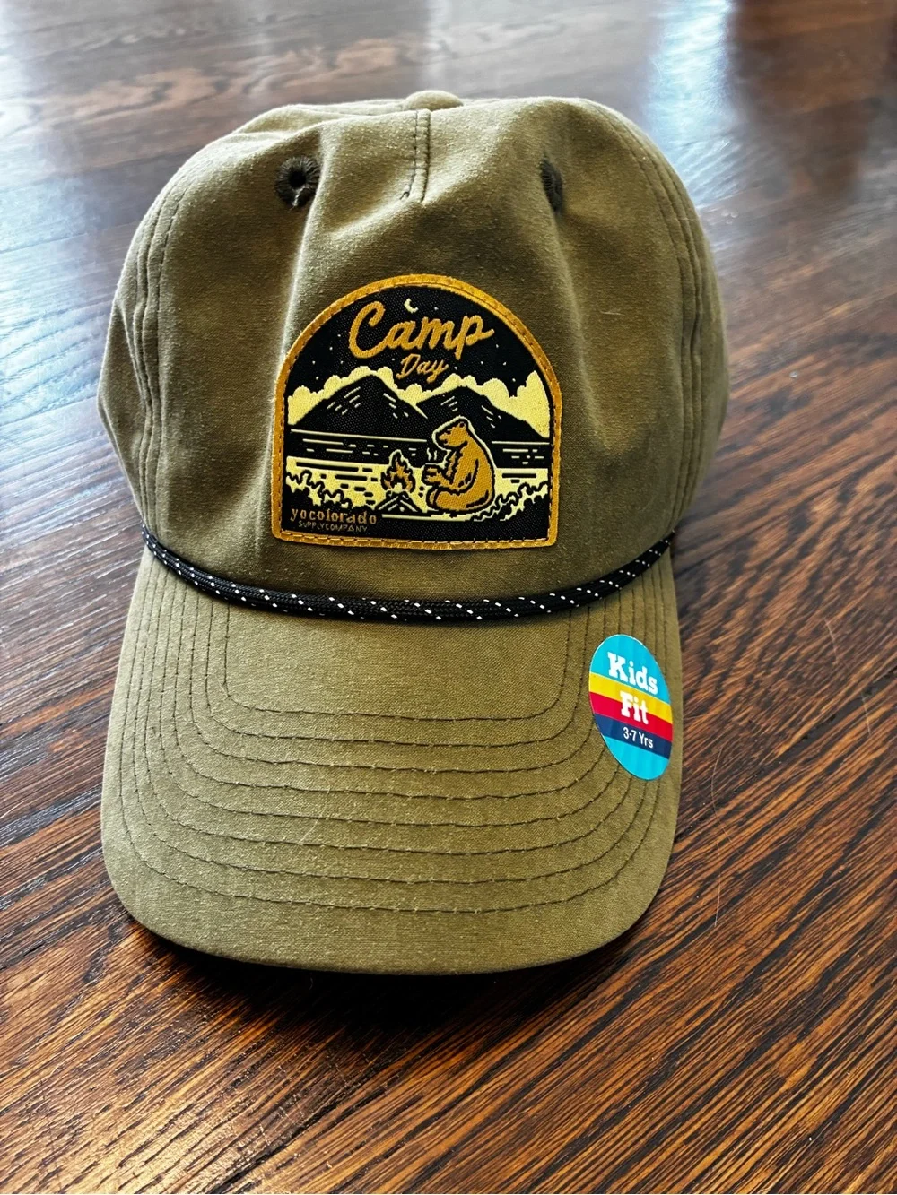 Camp Day Kids Olive Green Baseball Cap